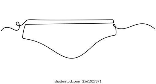 Bikini Bottom  Single Line Drawing with Editable Stroke, Bathing Suit Bikini Single Line Drawing with Editable Stroke, continuous line drawing vector illustration with FULLY EDITABLE STROKE of panties