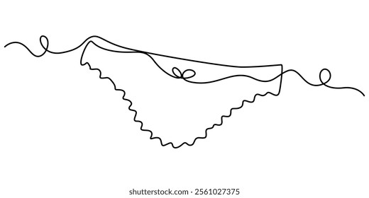 Bikini Bottom  Single Line Drawing with Editable Stroke, Bathing Suit Bikini Single Line Drawing with Editable Stroke, continuous line drawing vector illustration with FULLY EDITABLE STROKE of panties