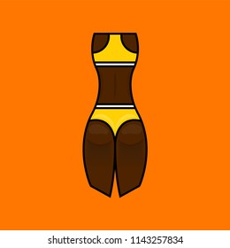 Bikini bottom or thong underwear flat vector icon .