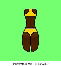 Bikini bottom or thong underwear flat vector icon .