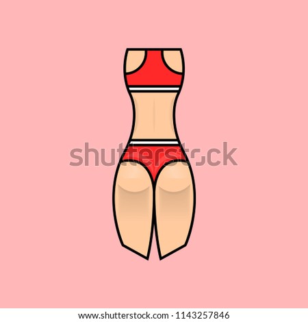 Bikini bottom or thong underwear flat vector icon .