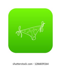 Bikini bottoms icon green vector isolated on white background