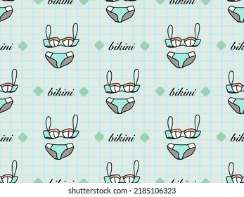 Bikini cartoon character seamless pattern on green background