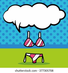 bikini color doodle, speech bubble