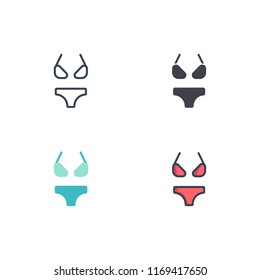 bikini cons vector. icons with four different styles
