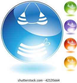 Bikini crystal icon isolated on a white background.