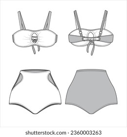 Plantilla de dibujo técnico de diseño bikini Bikini