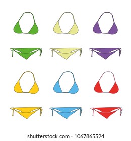 bikini different color set realistic vector illustration isolated