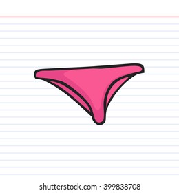 Bikini doodle icon with paper background
