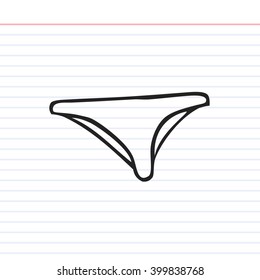 Bikini doodle icon with paper background