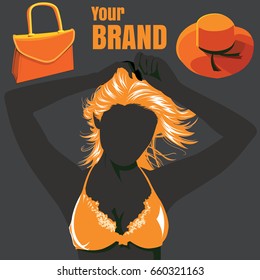 bikini fashion silhouettes and vector element. 
