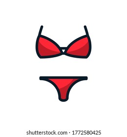 Bikini filled outline icons. Vector illustration. Editable stroke. Isolated icon suitable for web, infographics, interface and apps.