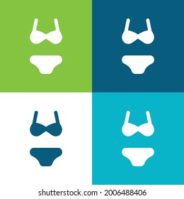 Bikini Plano cuatro colores conjunto mínimo de iconos