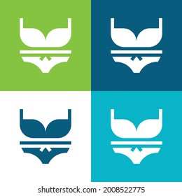 Bikini Plano cuatro colores conjunto mínimo de iconos