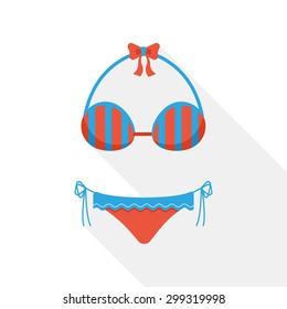 Bikini flat icon with long shadow