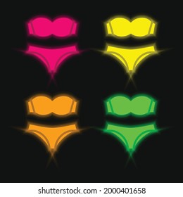 Bikini, vier farbige, leuchtende neunfarbige Vektorsymbol
