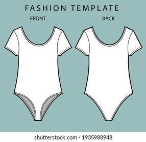 bikini front and back view.  swimsuit fashion flat sketch template.