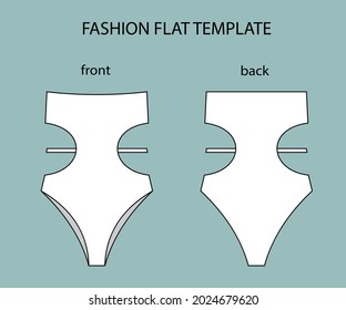 vista frontal y trasera de bikini.  plantilla de esbozo plano de moda de traje de baño.