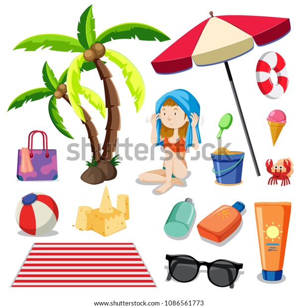 Bikini Girl Beach Element Illustration Stock Vector Royalty Free 1086561773 Shutterstock