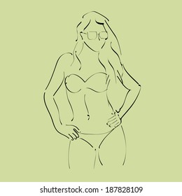 Bikini girl sketch