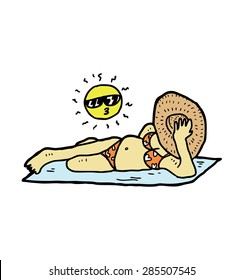 bikini girl sun bathing