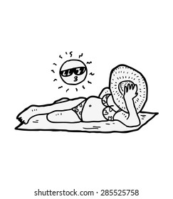 bikini girl sun bathing