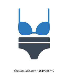 bikini glyph colour line vector icon