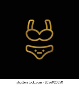 Bikini gold plated metalic icon or logo vector