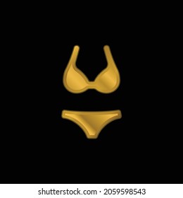 Bikini gold plated metalic icon or logo vector