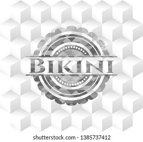 Bikini grey badge with geometric cube white background