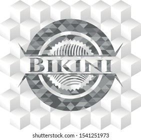 Bikini grey emblem with geometric cube white background