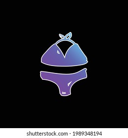 Icono de vector de gradiente azul de la ropa de playa dibujada a mano de bikini