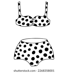 Mano bikini dibujada al estilo doodle. Ilustración vectorial.