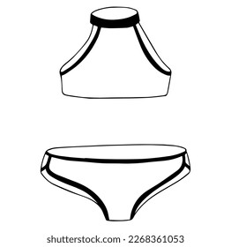 Bikini handgezeichnet im Doodle-Stil. Vektorgrafik.