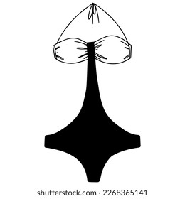 Mano bikini dibujada al estilo doodle. Ilustración vectorial.