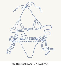bikini in hand drawn style in vector. Element for design advertisement mail posts poster print postcard banner decor backgrounds