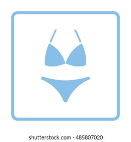 Bikini icon. Blue frame design. Vector illustration.