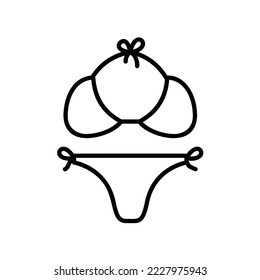 Bikini icon with bra and underpants in black outline style