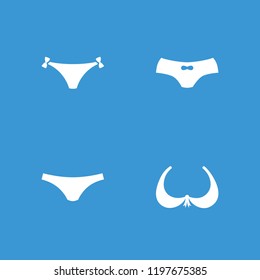 Bikini icon. collection of 4 bikini filled icons such as bra, female underwear. editable bikini icons for web and mobile.