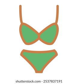 Bikini Icon in Color Fill. Flat Style. Isolated on White Background