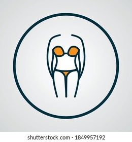 Bikini icon colored line symbol. Premium quality isolated swimsuit element in trendy style.