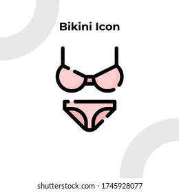 Icono de bikini con estilo de contorno relleno, modificable por vector 