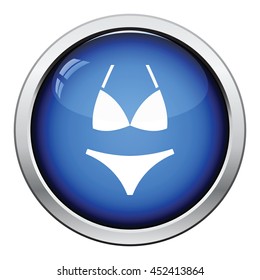 Bikini icon. Glossy button design. Vector illustration.