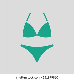 Bikini icon. Gray background with green. Vector illustration.