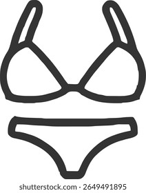 ícone de biquíni ilustração contorno traçado linha preta minimalista	