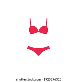 Icono bikini símbolo de seña aislado ilustración vectorial - iconos vectoriales de estilo rojo de alta calidad sobre fondo blanco. 