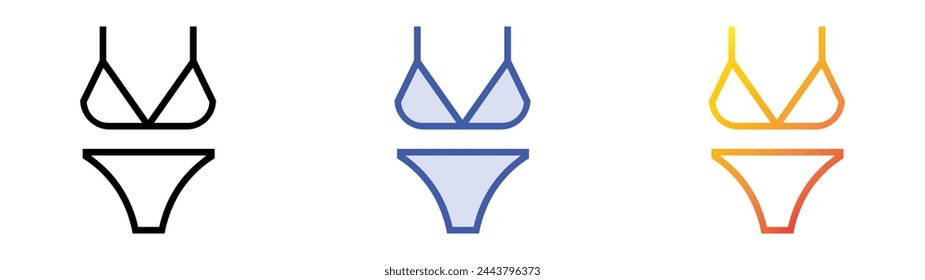 bikini icon. Linear, Blue Fill and Gradient Style Design Isolated On White Background