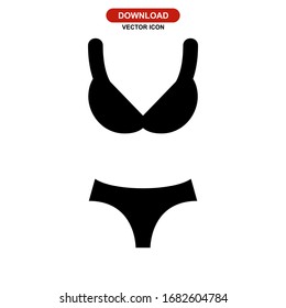 Icono bikini o logotipo símbolo de signo aislado ilustración vectorial - iconos vectoriales de estilo negro de alta calidad
