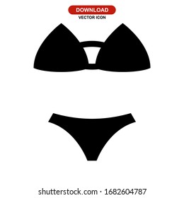 Icono bikini o logotipo símbolo de signo aislado ilustración vectorial - iconos vectoriales de estilo negro de alta calidad
