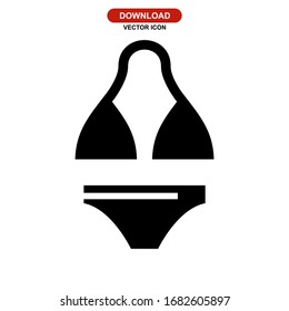 Icono bikini o logotipo símbolo de signo aislado ilustración vectorial - iconos vectoriales de estilo negro de alta calidad
